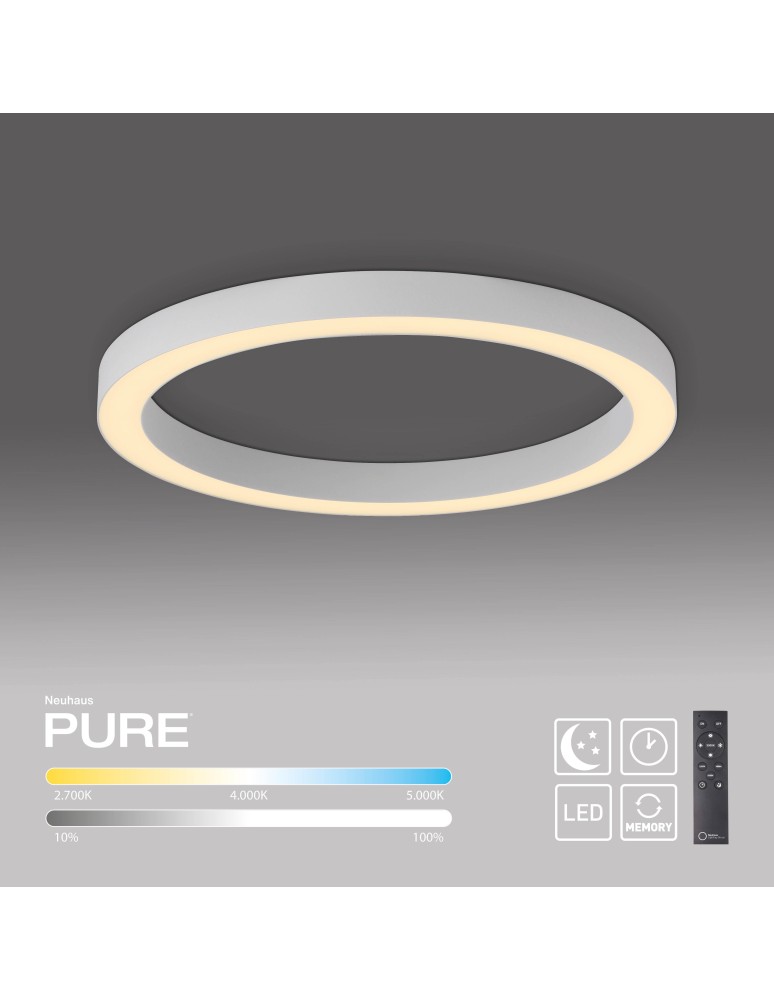 Paul Neuhaus Pure Lines Round Lampa Sufitowa Biała 6309-16