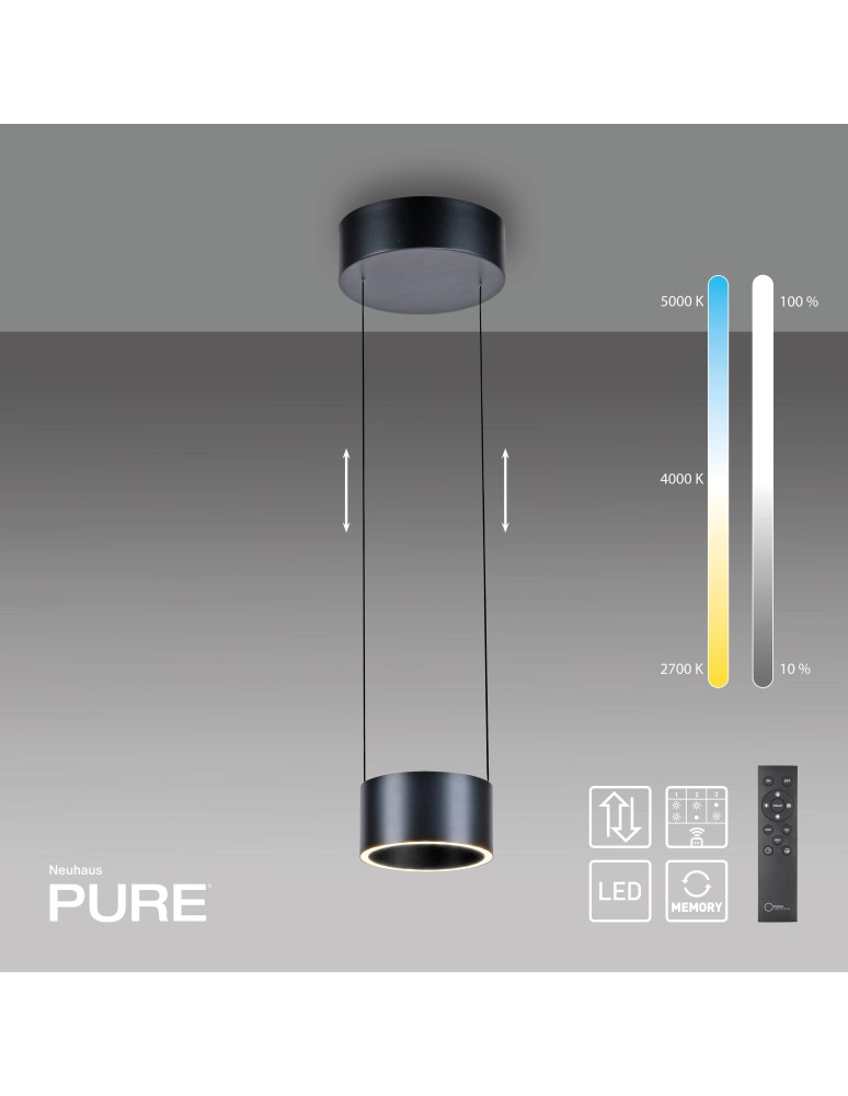 Paul Neuhaus Pure Clipse Lampa Wisząca Szara 2471-15