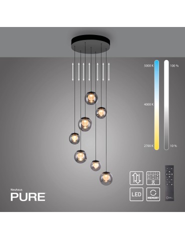 Paul Neuhaus Pure Popup Lampa Wisząca Szara 2587-15