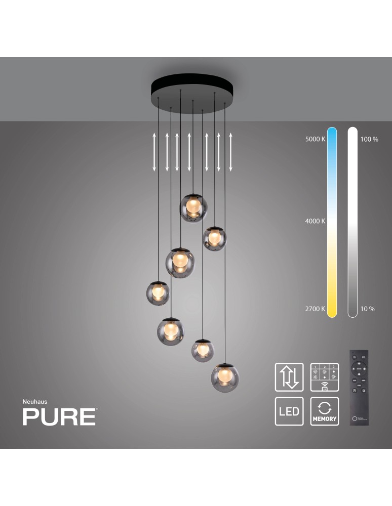 Paul Neuhaus Pure Popup Lampa Wisząca Szara 2587-15