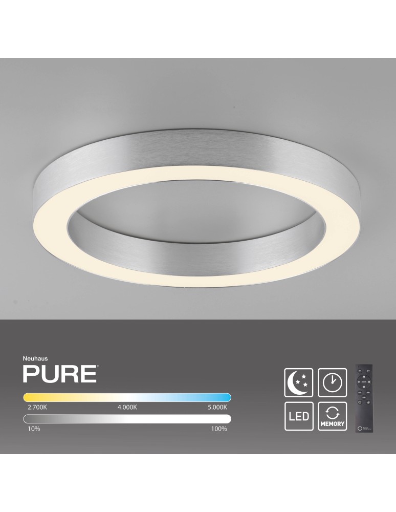 Paul Neuhaus Pure Lines Round Lampa Sufitowa Stalowa 6310-95