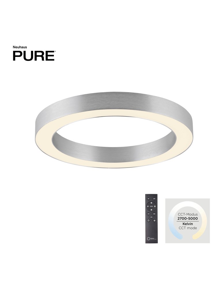Paul Neuhaus Pure Lines Round Lampa Sufitowa Stalowa 6310-95