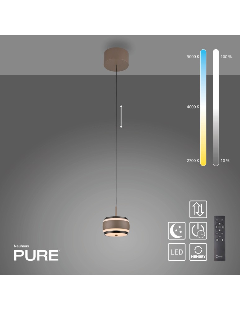 Paul Neuhaus Pure Falling Rings Lampa Wisząca Brązowa/Chrom 2503-97