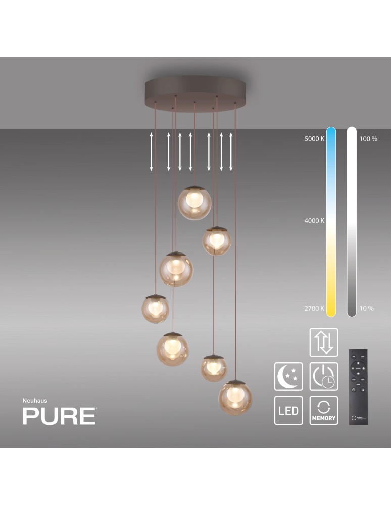 Paul Neuhaus Pure Popup Lampa Wisząca Brązowa 2587-97