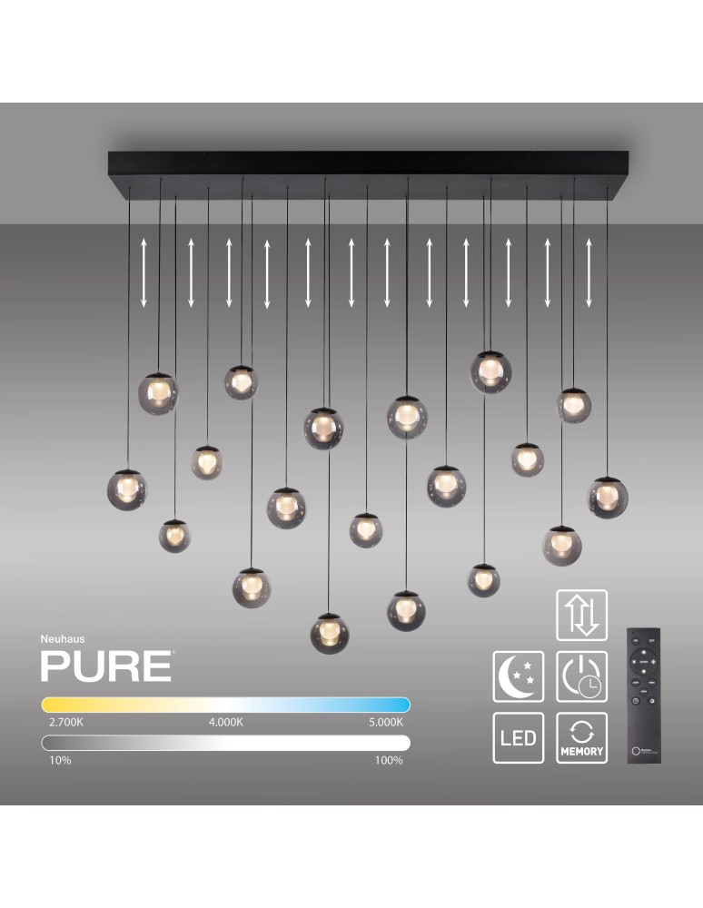 Paul Neuhaus Pure Popup Lampa Wisząca Szara 2589-15
