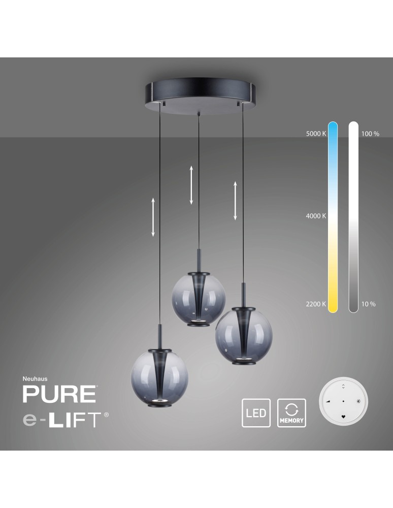 Paul Neuhaus Pure E-Infinity Lampa Wisząca Szara 2222-15