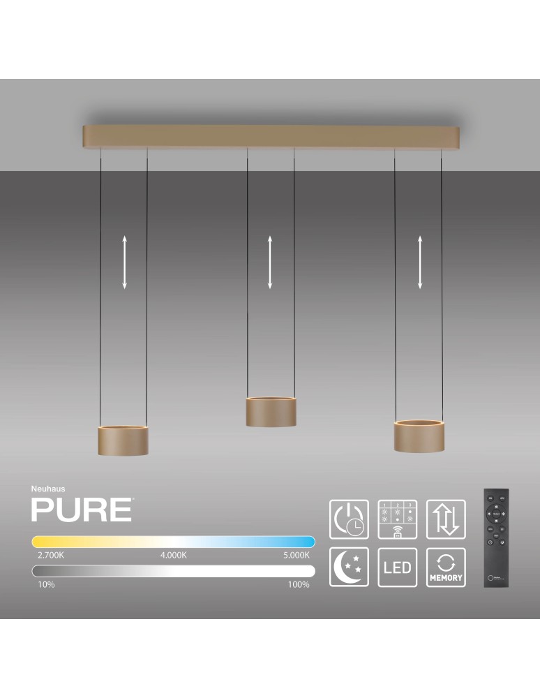 Paul Neuhaus Pure Clipse Lampa Wisząca Brązowa 2473-97