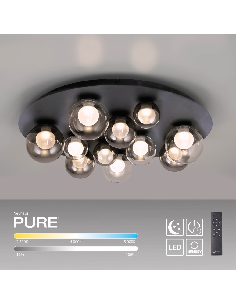 Paul Neuhaus Pure Popup Lampa Sufitowa Szara 6588-15