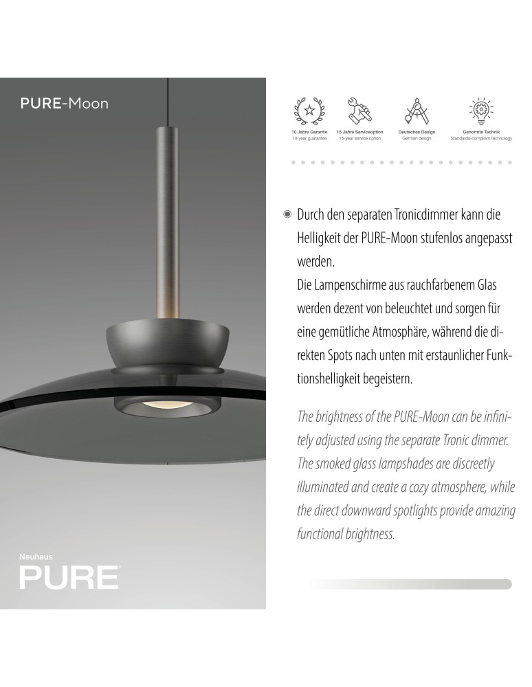 Paul Neuhaus Pure Moon Lampa Wisząca Platynowa 2193-15
