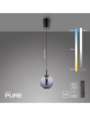 Paul Neuhaus Pure Infinity Lampa Wisząca Szara 2220-15