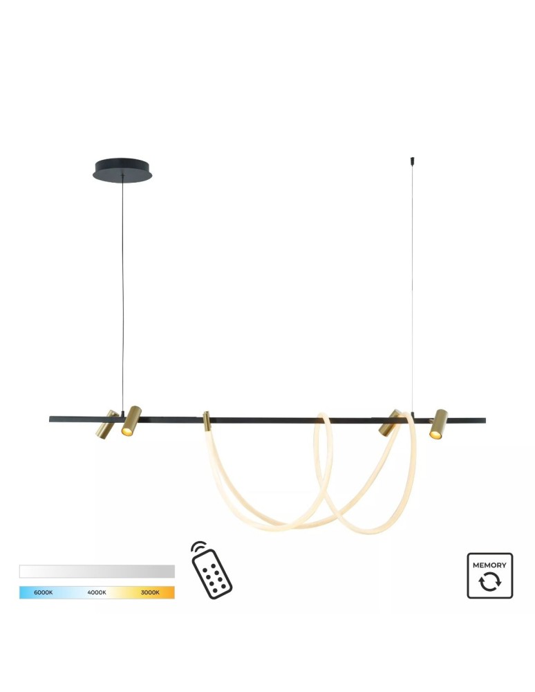 Lampy wiszące nad wyspę - Zuma Line BALBO CZARNY MAT/ZŁOTY MAT 2200277L WISZĄCE - produkt kolory-swiatla.pl 1