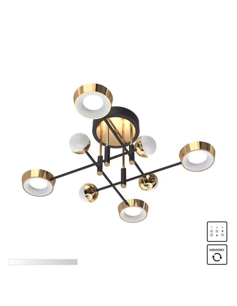 LED ceiling lamps - Zuma Line Lara Ceiling Lamp Black / French Gold MX7170-8-3BGT - product kolory-swiatla.pl 1