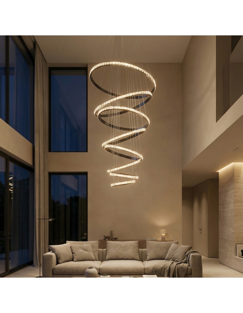 Designer pendant lamps - Azzardo AZALEA SPIRAL 3-STEP DIMM BK Wisząca 3 Tryby Jasności Czarny Szczotkowany AZ6774 - product kolory-swiatla.pl 1