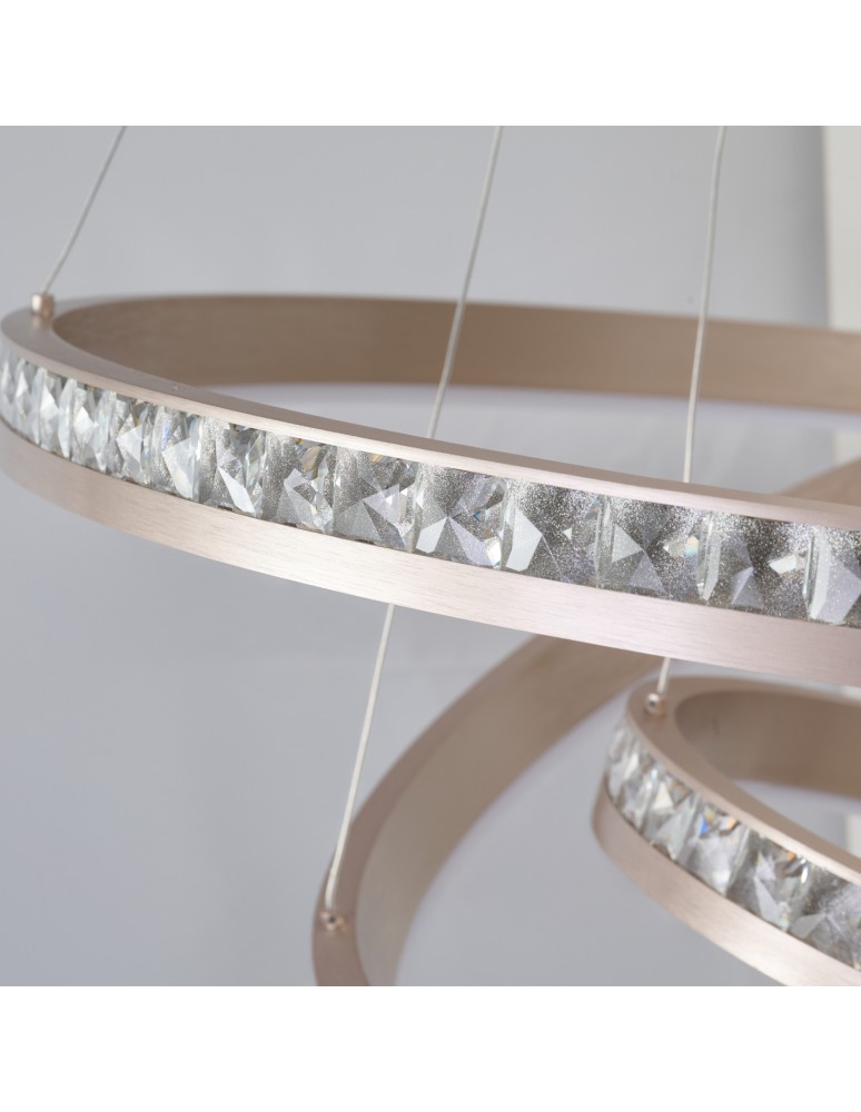Pendant lamps circles - Azzardo CAMELIA 40+60+80 3-STEP DIMM GO Wisząca 3 Tryby Jasności Różowy Złoty Szczotkowany AZ6769 - product kolory-swiatla.pl 3