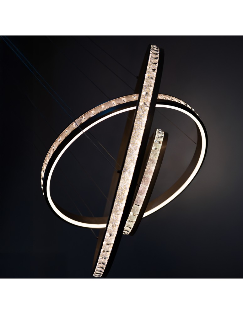 Pendant lamps circles - Azzardo CAMELIA 40+60+80 3-STEP DIMM GO Wisząca 3 Tryby Jasności Różowy Złoty Szczotkowany AZ6769 - product kolory-swiatla.pl 5