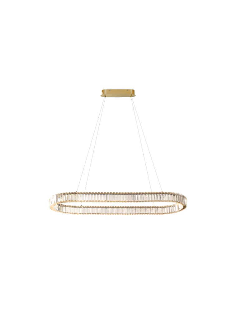 Lampy wiszące glamour - Azzardo SPARK OVAL PENDANT 120 CCT DIMM GO + REMOTE CONTROL Wisząca Zmienna Barwa Światła, Pilot Złoty Połysk AZ6711 - produkt kolory-swiatla.pl 1