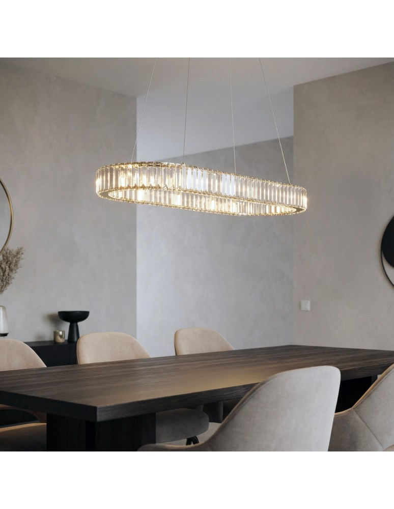 Lampy wiszące glamour - Azzardo SPARK OVAL PENDANT 120 CCT DIMM GO + REMOTE CONTROL Wisząca Zmienna Barwa Światła, Pilot Złoty Połysk AZ6711 - produkt kolory-swiatla.pl 2