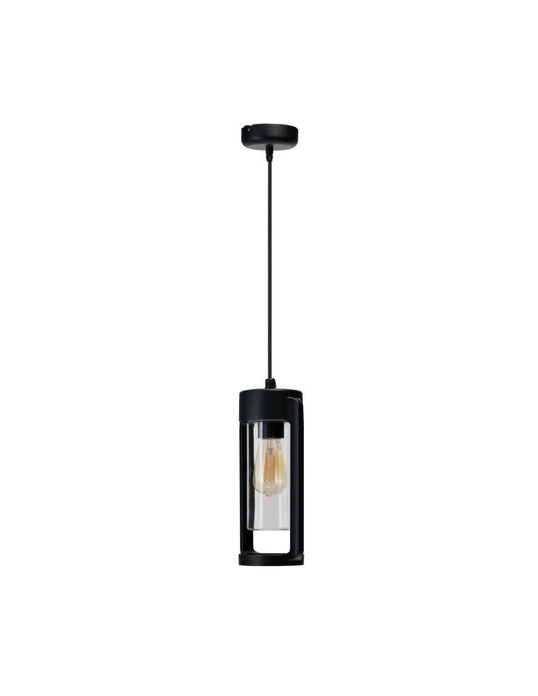 Outdoor pendant lamps - Azzardo LANTERN PENDANT E27 IP54 BK Wisząca Zewnętrzna Czarny Mat AZ6829 - product kolory-swiatla.pl 1