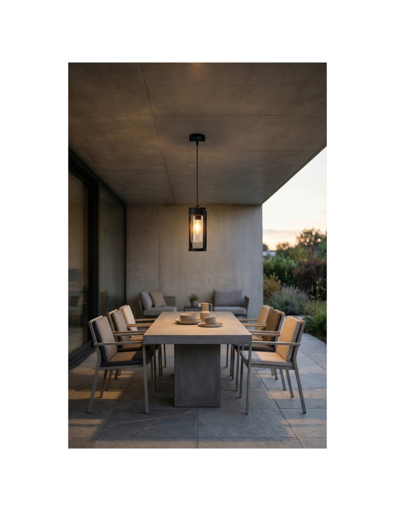 Outdoor pendant lamps - Azzardo LANTERN PENDANT E27 IP54 BK Wisząca Zewnętrzna Czarny Mat AZ6829 - product kolory-swiatla.pl 2