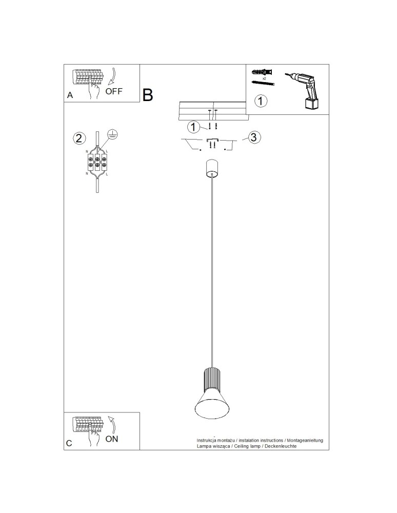 Sollux Lampa wisząca ESTRIA 1 beżowa SL.1870