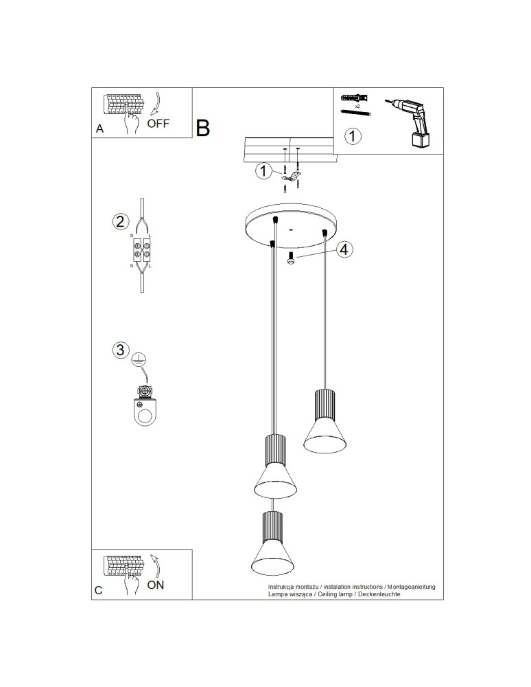 Sollux Lampa wisząca ESTRIA 3P beżowa SL.1871