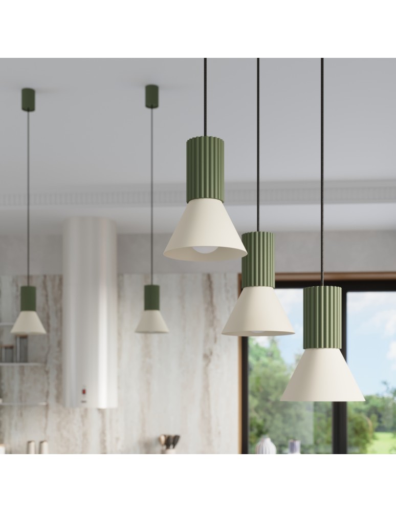 Sollux Lampa wisząca ESTRIA 1 beżowa/zielona oliwka SL.1872