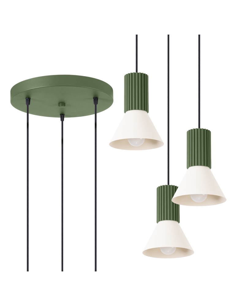 Sollux Lampa wisząca ESTRIA 3P beżowa/zielona oliwka SL.1873