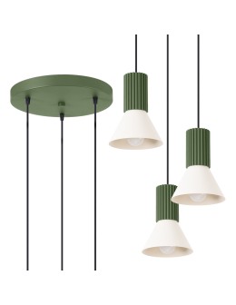 Sollux Lampa wisząca ESTRIA 3P beżowa/zielona oliwka SL.1873