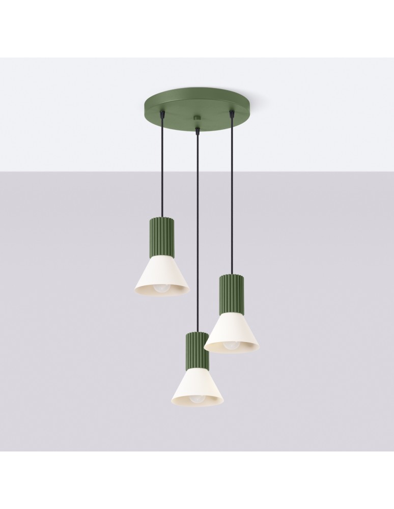 Sollux Lampa wisząca ESTRIA 3P beżowa/zielona oliwka SL.1873