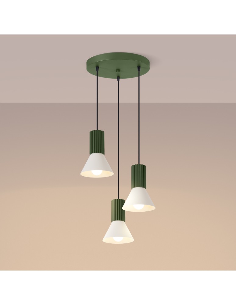 Sollux Lampa wisząca ESTRIA 3P beżowa/zielona oliwka SL.1873