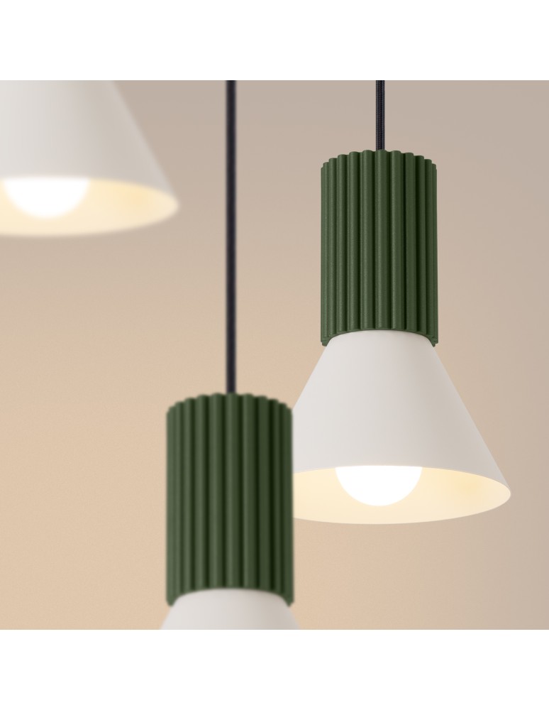 Sollux Lampa wisząca ESTRIA 3P beżowa/zielona oliwka SL.1873