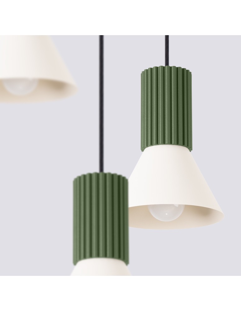 Sollux Lampa wisząca ESTRIA 3P beżowa/zielona oliwka SL.1873