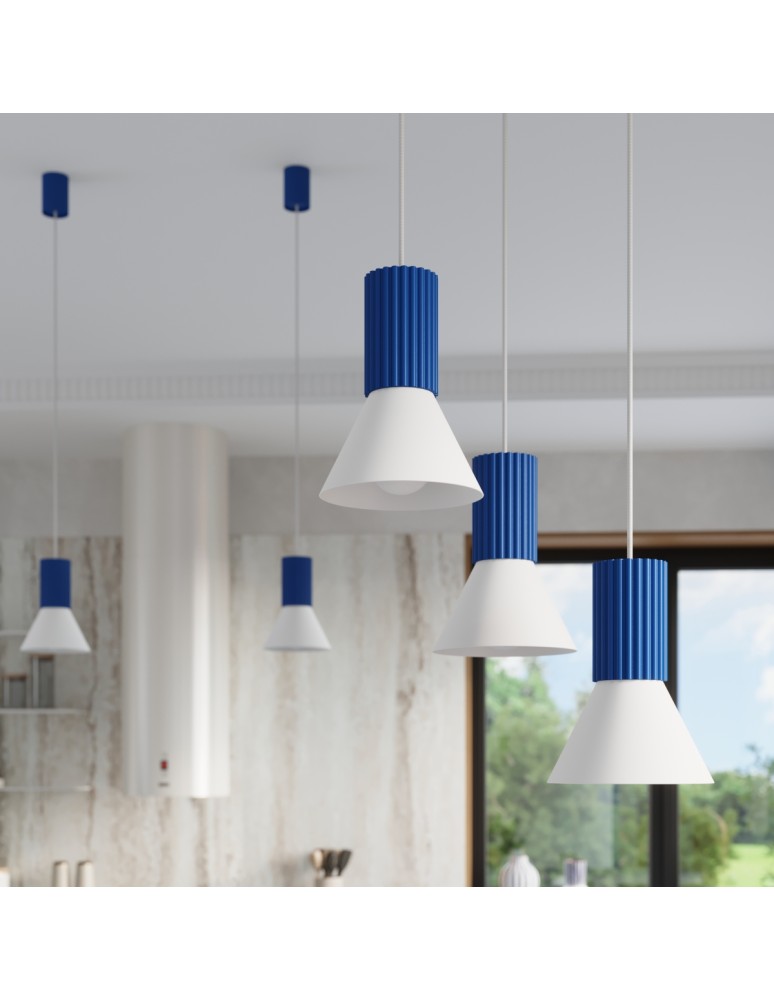 Sollux Lampa wisząca ESTRIA 1 biała/ultramaryna SL.1874