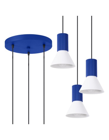 Sollux Lampa wisząca ESTRIA 3P biała/ultramaryna SL.1875