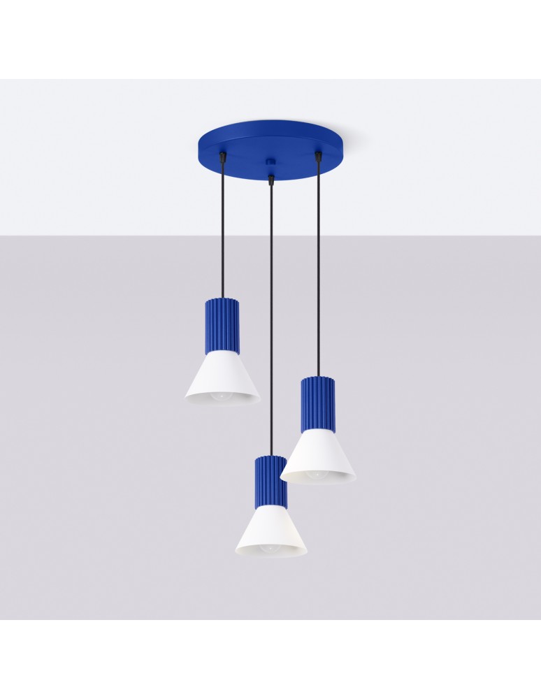 Sollux Lampa wisząca ESTRIA 3P biała/ultramaryna SL.1875