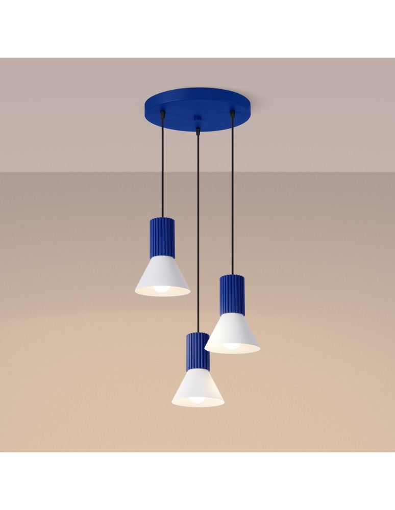 Sollux Lampa wisząca ESTRIA 3P biała/ultramaryna SL.1875