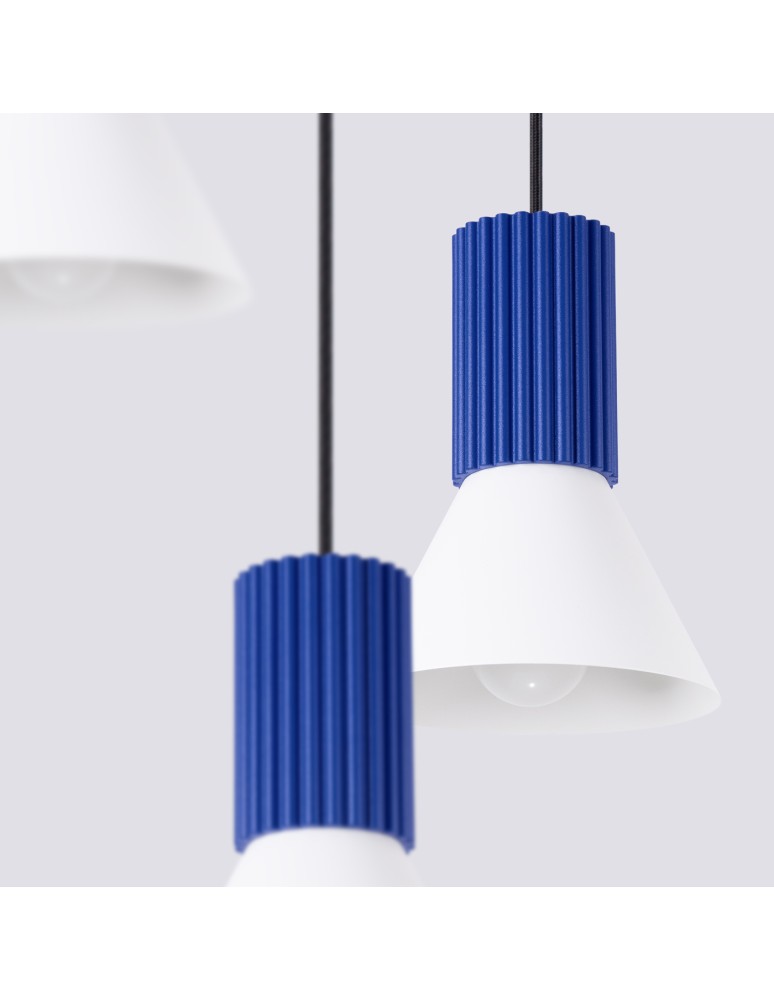 Sollux Lampa wisząca ESTRIA 3P biała/ultramaryna SL.1875