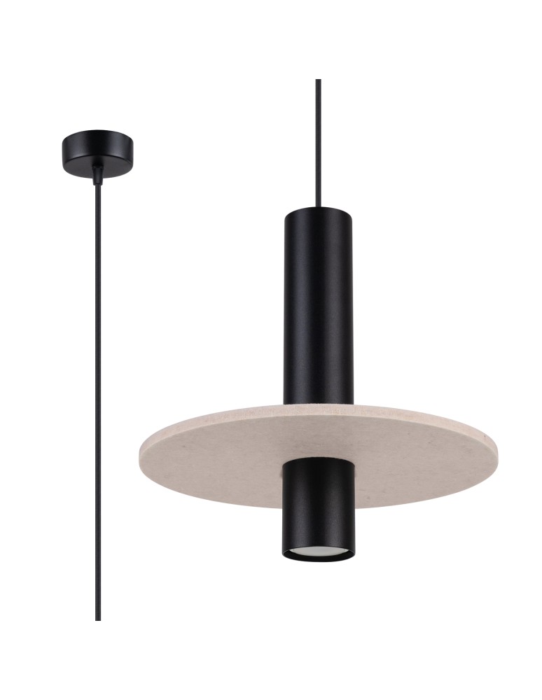Sollux Lampa wisząca PELTA 1 czarna/beżowa SL.1882