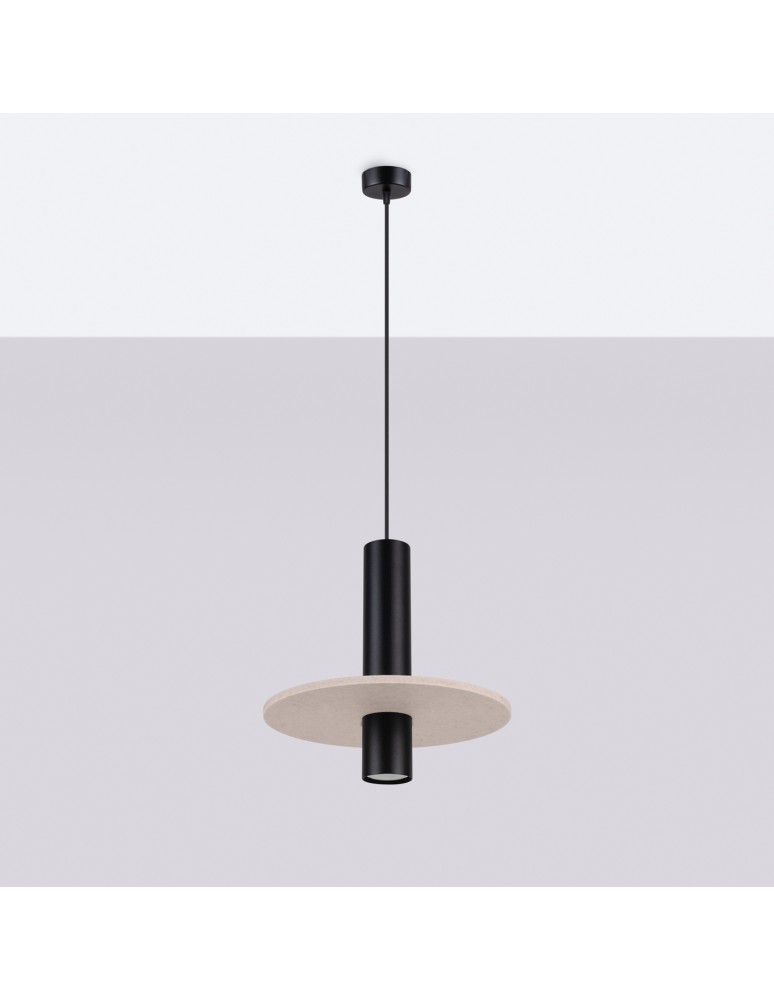 Sollux Lampa wisząca PELTA 1 czarna/beżowa SL.1882
