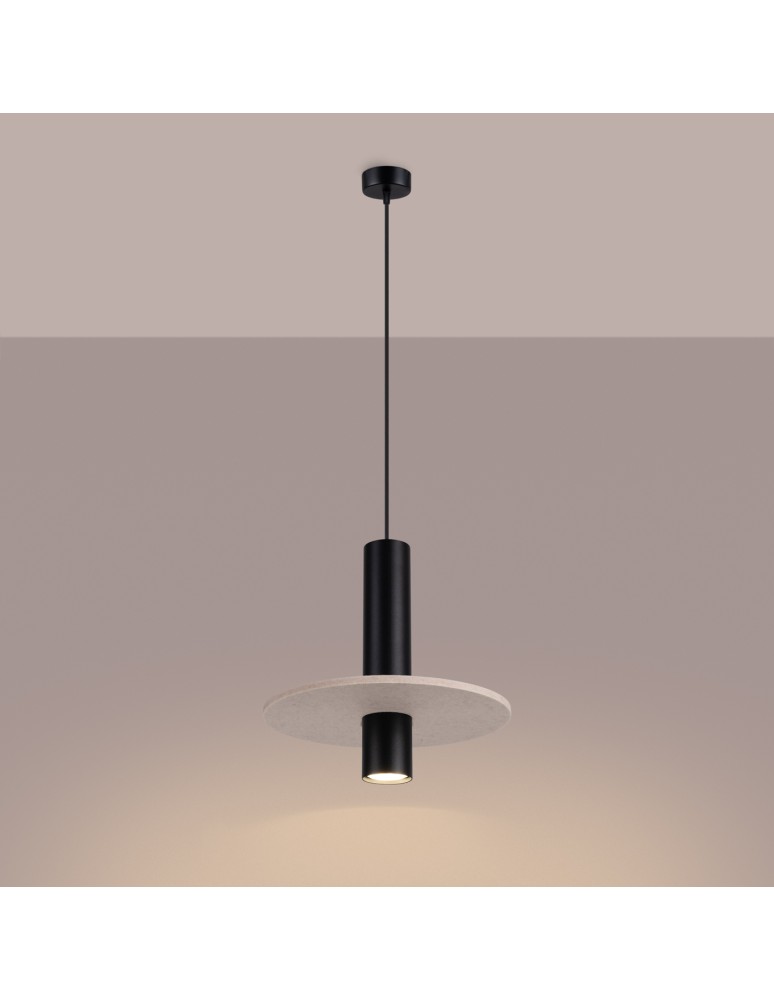 Sollux Lampa wisząca PELTA 1 czarna/beżowa SL.1882