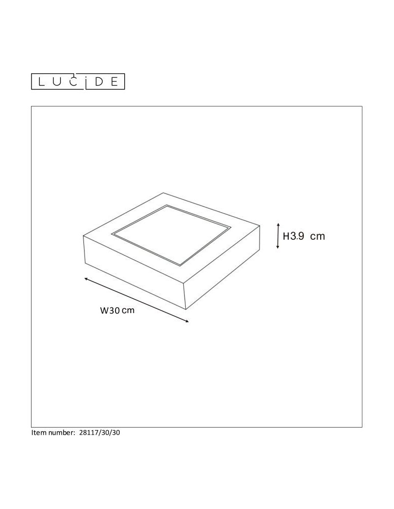 Square plafonds - Lucide BRICE-LED LED Ceiling Black 28117/30/30 - product kolory-swiatla.pl 4