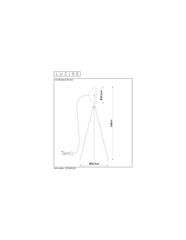 Tripod floor lamps - Lucide ALVARO Floor lamp 1xE27 black 05730/01/30 - product kolory-swiatla.pl 6