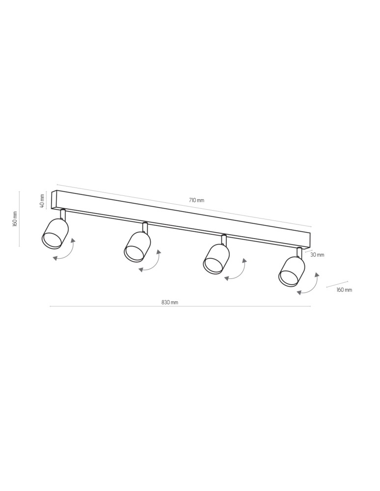 TK Lighting TOP BLACK LAMPA SUFITOWA 4 PŁ 1009