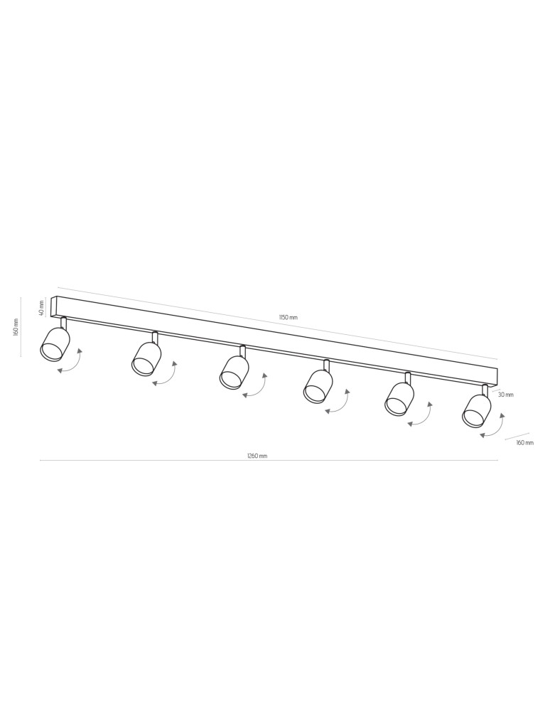 TK Lighting TOP BLACK LAMPA SUFITOWA 6 1019