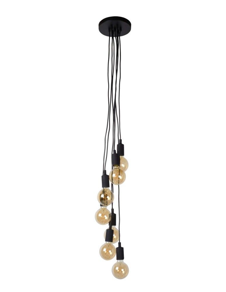 Pendant lamps - Lucide FIX MULTIPLE Pendant 7xE27 black 08408/07/30 - product kolory-swiatla.pl 3
