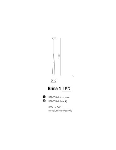 Azzardo BRINA 1 CHROME 1xLED Wisząca Chrom AZ0932 - produkt 2