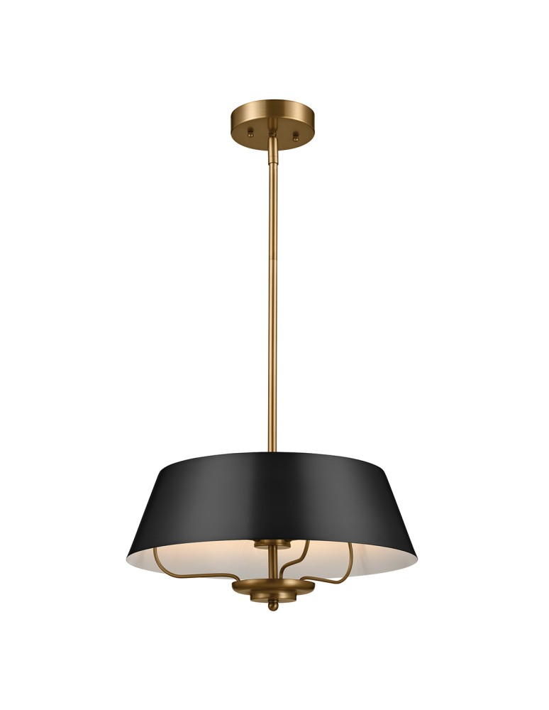Elstead Lampa wisząca, Półplafon Luella 3 źródła światła Czarny, mosiądz KL-LUELLA-3P-BKB