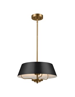 Elstead Lampa wisząca, Półplafon Luella 3 źródła światła Czarny, mosiądz KL-LUELLA-3P-BKB