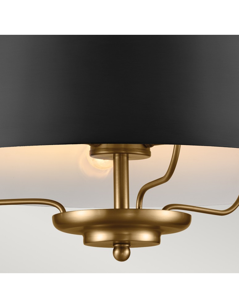 Elstead Lampa wisząca, Półplafon Luella 3 źródła światła Czarny, mosiądz KL-LUELLA-3P-BKB