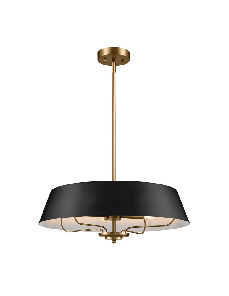 Elstead Lampa wisząca, Półplafon Luella 4 źródła światła Czarny, mosiądz KL-LUELLA-4P-BKB